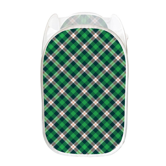 Saint Patrick's Day Irish Tartan Print Mesh Laundry Hamper