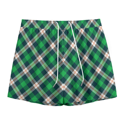 Saint Patrick's Day Irish Tartan Print Mesh Shorts