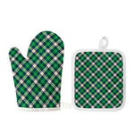 Saint Patrick's Day Irish Tartan Print Oven Mitt And Pot Holder Set