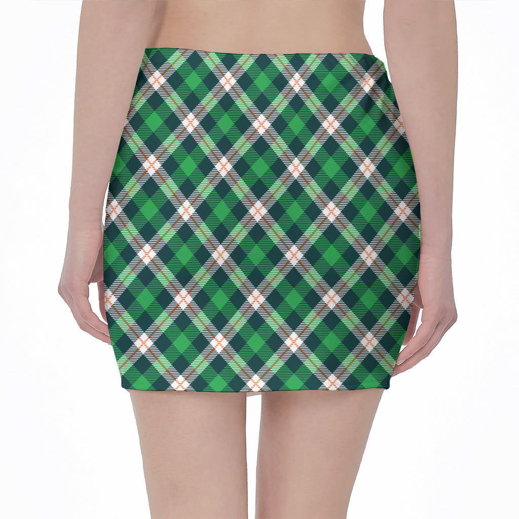 Saint Patrick's Day Irish Tartan Print Pencil Mini Skirt