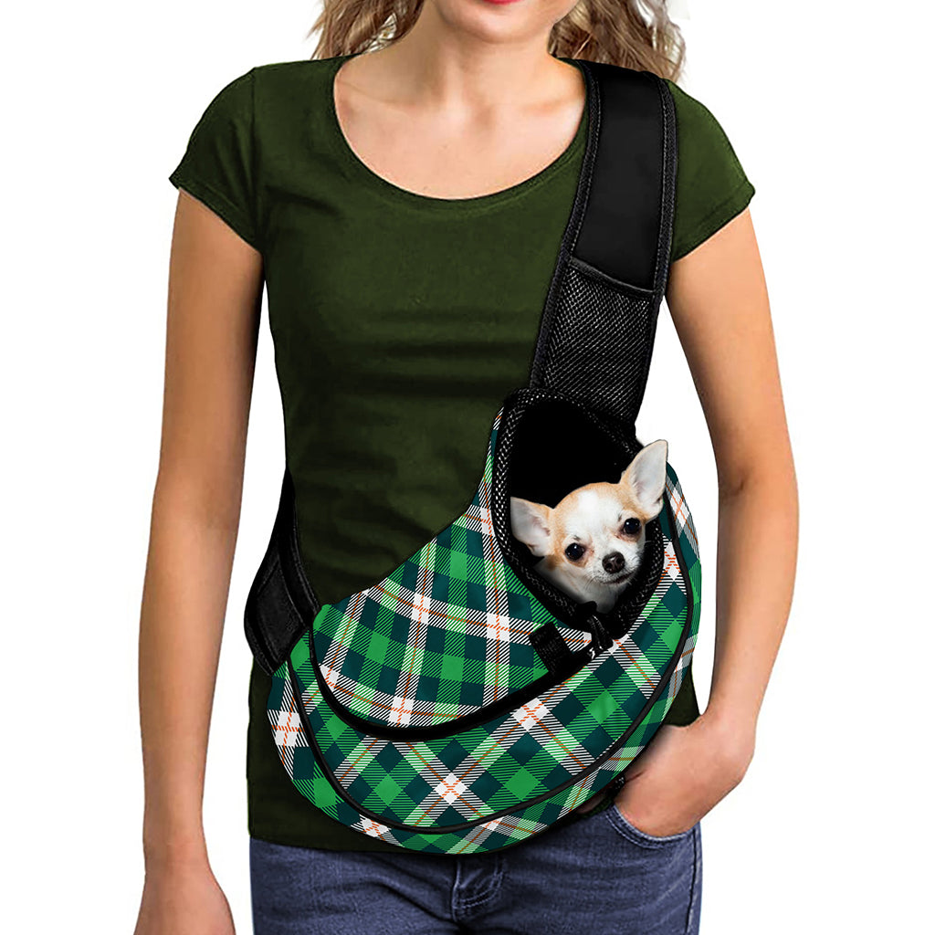 Saint Patrick's Day Irish Tartan Print Pet Sling Carrier