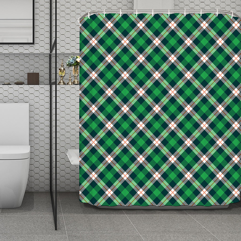 Saint Patrick's Day Irish Tartan Print Polyester Shower Curtain