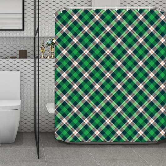 Saint Patrick's Day Irish Tartan Print Polyester Shower Curtain
