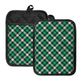 Saint Patrick's Day Irish Tartan Print Pot Holders With Pocket