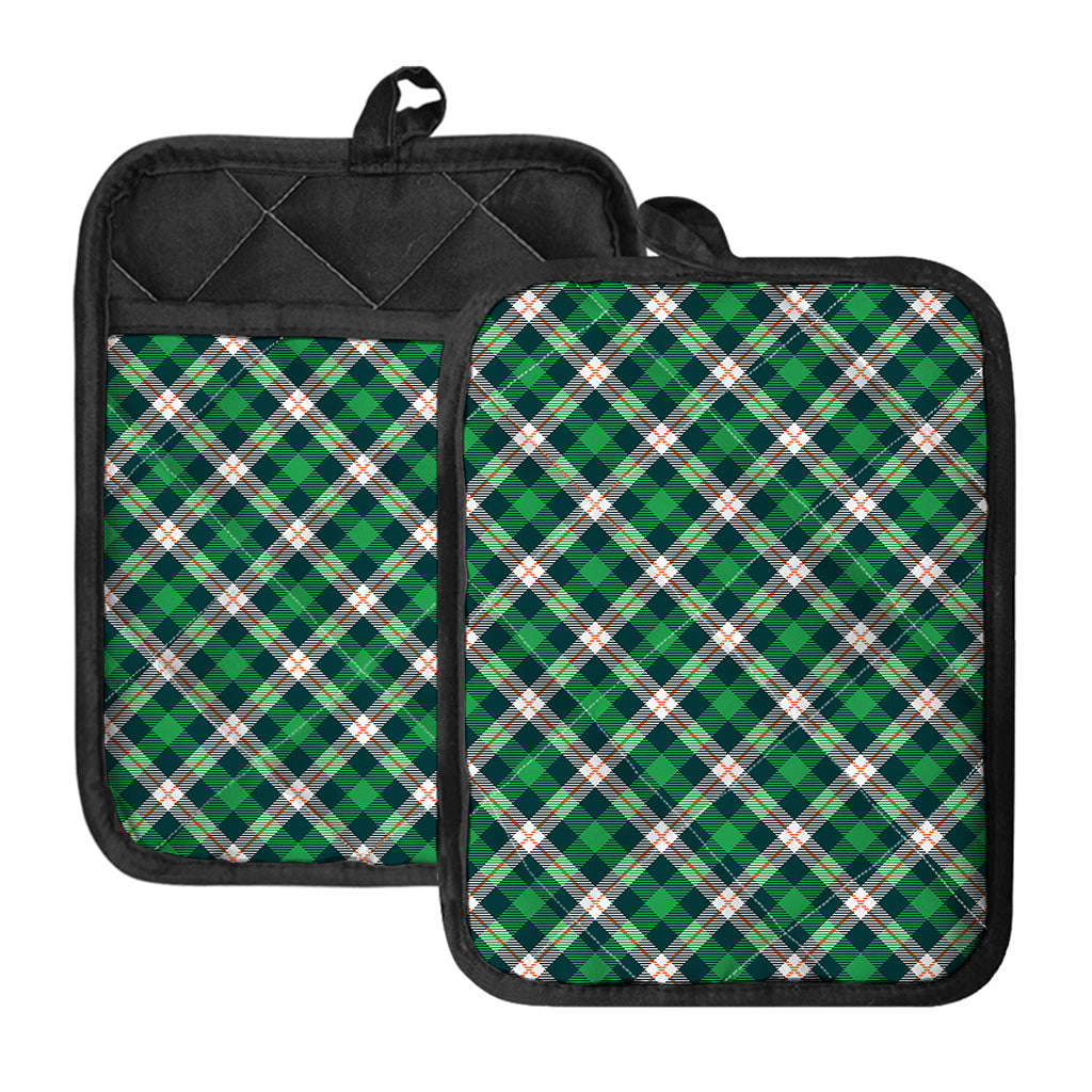 Saint Patrick's Day Irish Tartan Print Pot Holders With Pocket