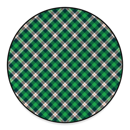 Saint Patrick's Day Irish Tartan Print Round Floor Mat