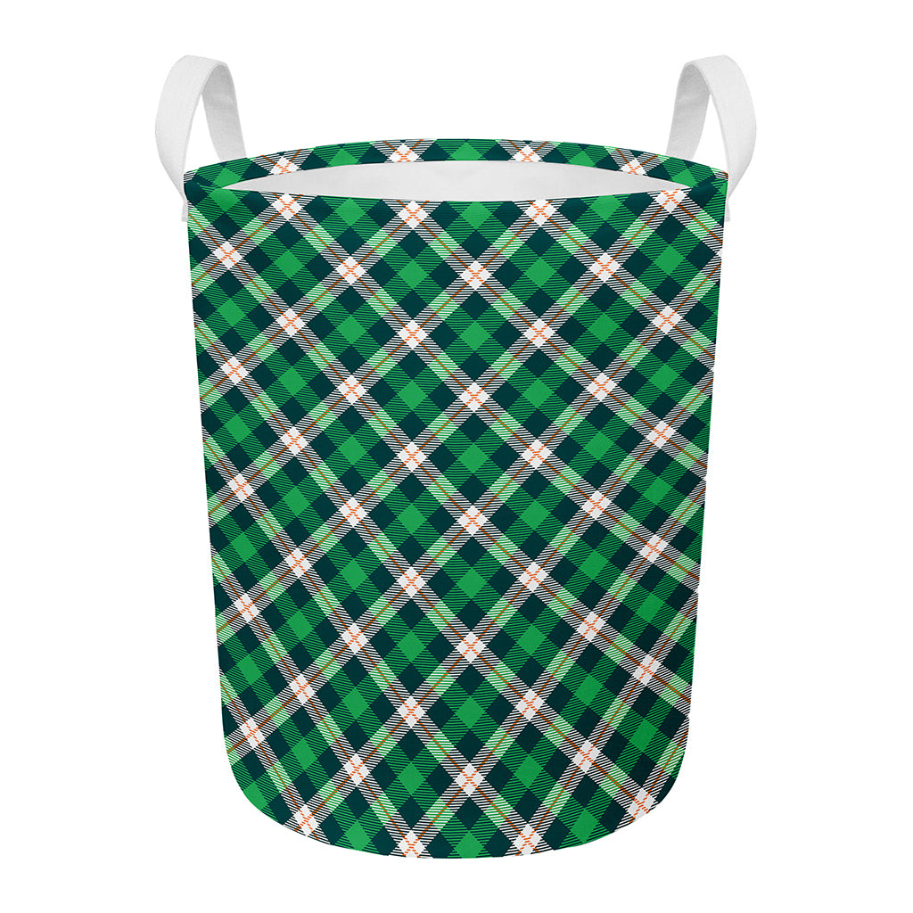 Saint Patrick's Day Irish Tartan Print Round Laundry Basket