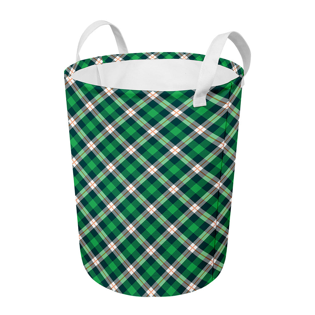 Saint Patrick's Day Irish Tartan Print Round Laundry Basket