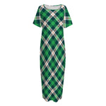 Saint Patrick's Day Irish Tartan Print Short Sleeve Long Nightdress