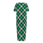 Saint Patrick's Day Irish Tartan Print Short Sleeve Long Nightdress