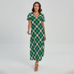 Saint Patrick's Day Irish Tartan Print Short Sleeve Maxi Dress