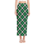 Saint Patrick's Day Irish Tartan Print Side Slit Maxi Skirt