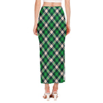 Saint Patrick's Day Irish Tartan Print Side Slit Maxi Skirt
