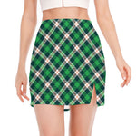 Saint Patrick's Day Irish Tartan Print Side Slit Mini Skirt