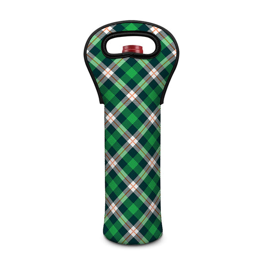 Saint Patrick's Day Irish Tartan Print Single Neoprene Wine Tote