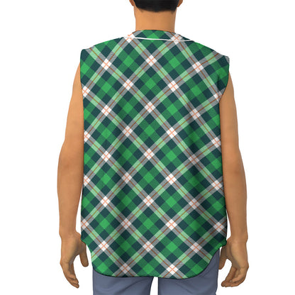 Saint Patrick's Day Irish Tartan Print Sleeveless Baseball Jersey