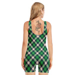 Saint Patrick's Day Irish Tartan Print Sleeveless One Piece Swimsuit