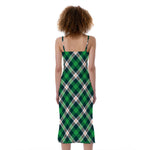 Saint Patrick's Day Irish Tartan Print Slim Fit Midi Cami Dress
