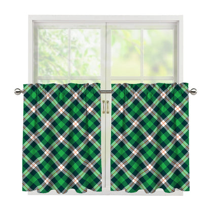 Saint Patrick's Day Irish Tartan Print Tier Curtains