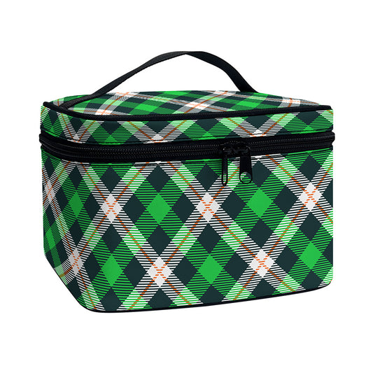 Saint Patrick's Day Irish Tartan Print Travel Makeup Bag