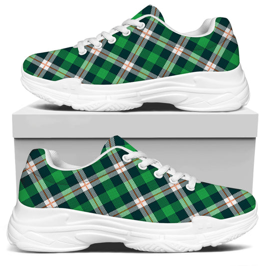 Saint Patrick's Day Irish Tartan Print White Chunky Shoes