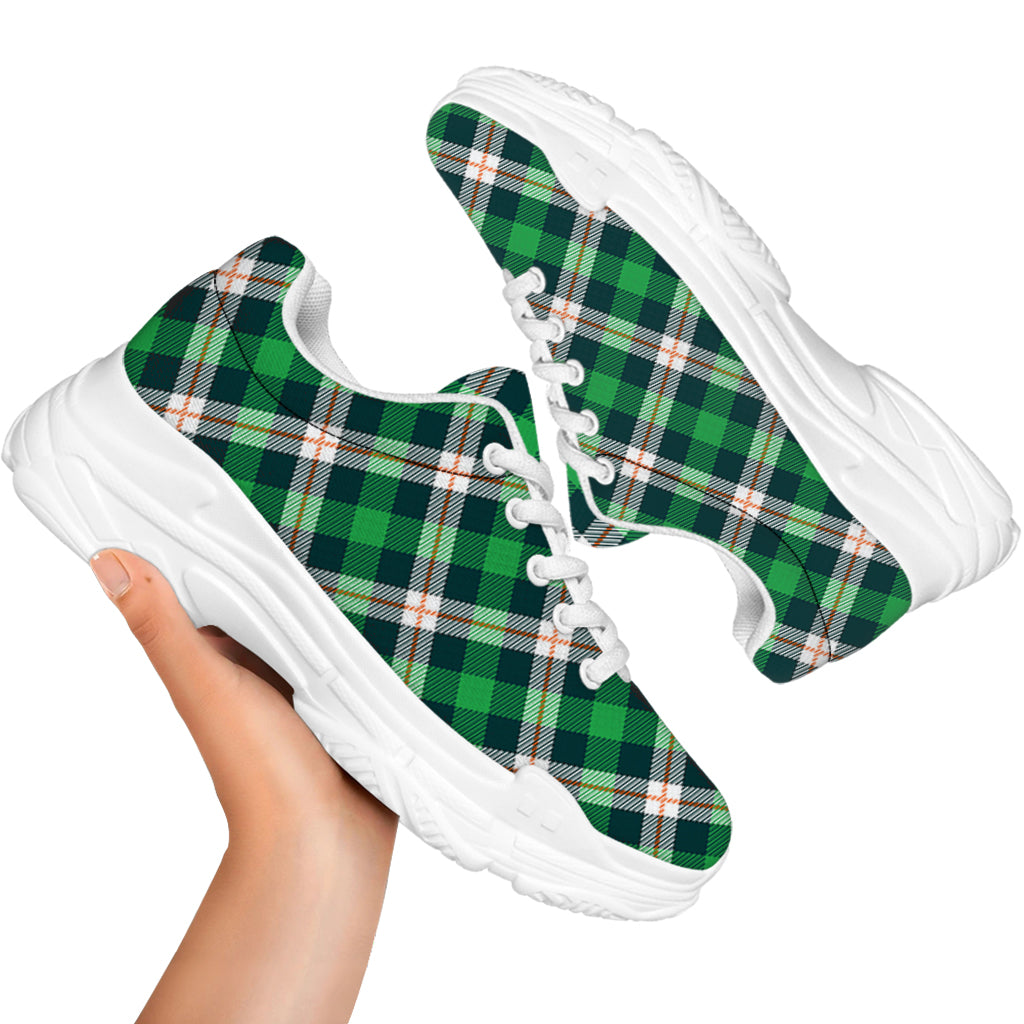 Saint Patrick's Day Irish Tartan Print White Chunky Shoes