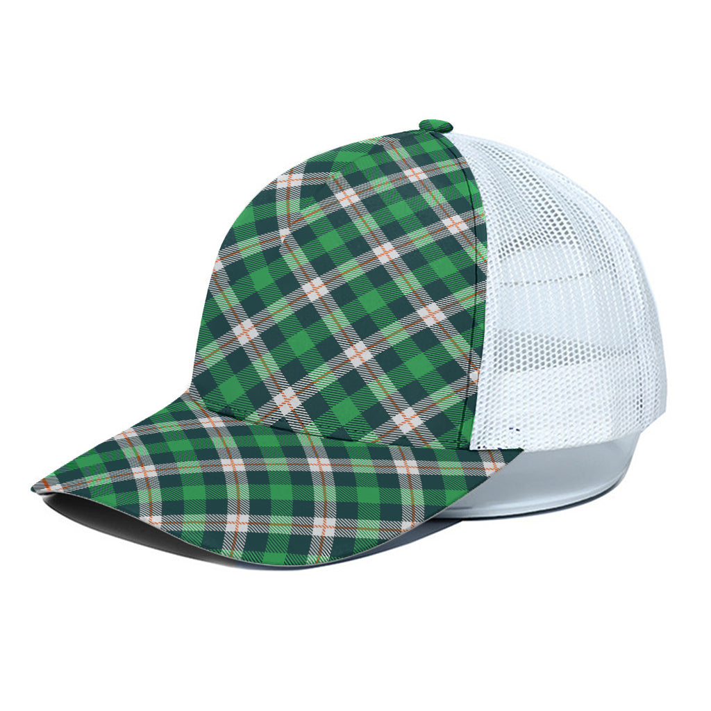 Saint Patrick's Day Irish Tartan Print White Mesh Trucker Cap