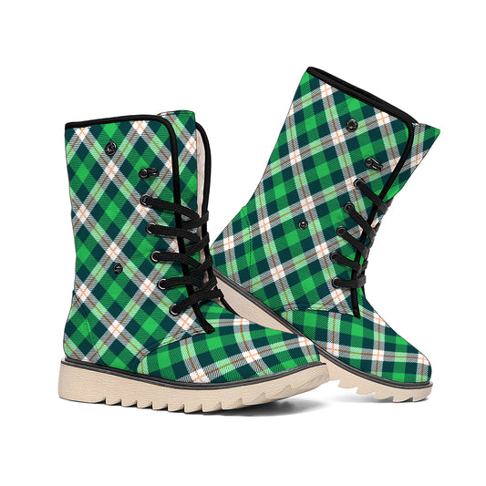 Saint Patrick's Day Irish Tartan Print Winter Boots