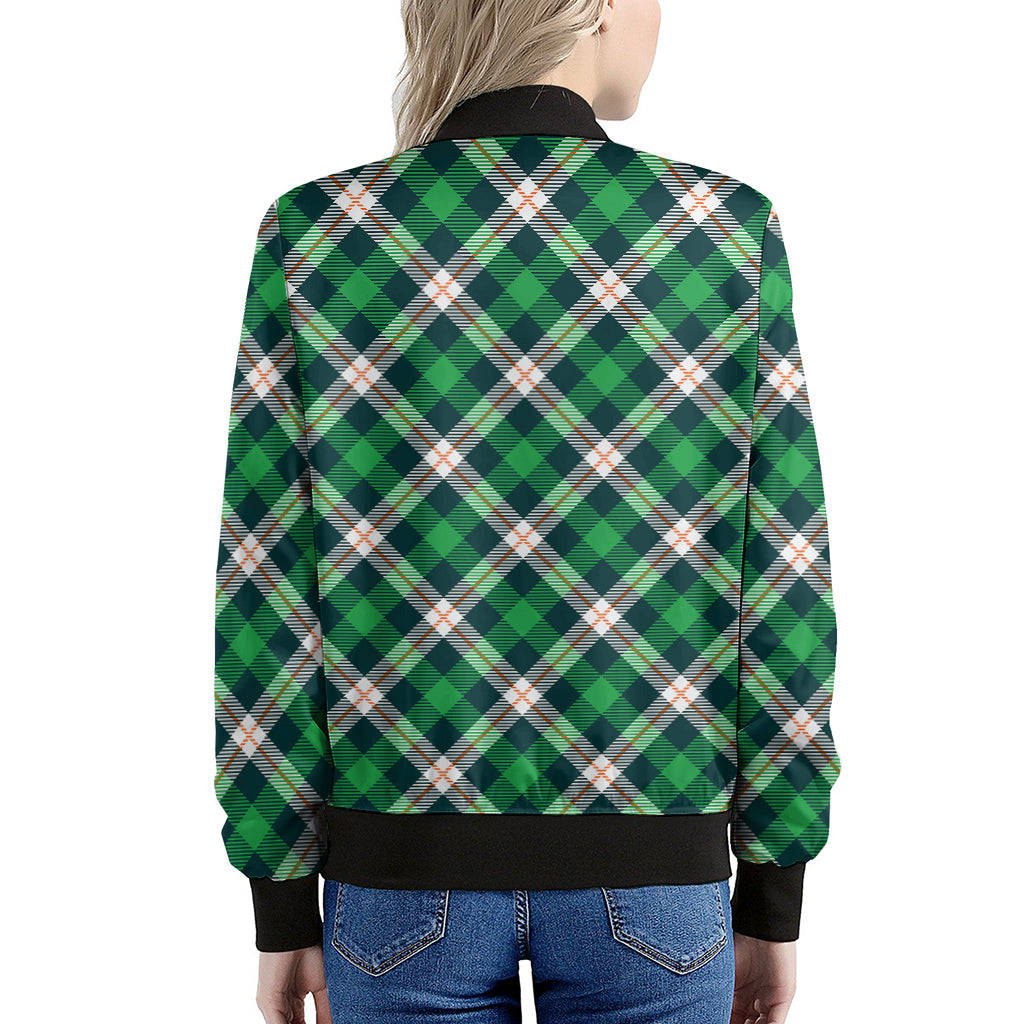 Saint Patrick's Day Irish Tartan Print Women's Bomber Jacket