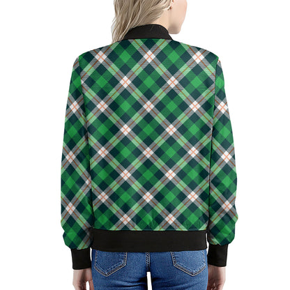 Saint Patrick's Day Irish Tartan Print Women's Bomber Jacket
