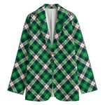 Saint Patrick's Day Irish Tartan Print Women's Cotton Blazer