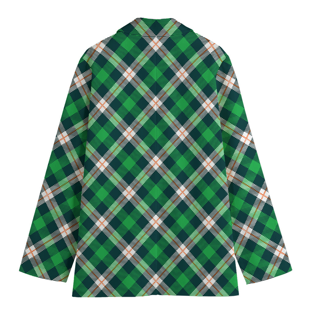 Saint Patrick's Day Irish Tartan Print Women's Cotton Blazer