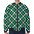 Saint Patrick's Day Irish Tartan Print Zip Sleeve Bomber Jacket