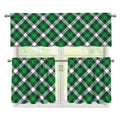Saint Patrick's Day Plaid Pattern Print 3 Piece Kitchen Curtains