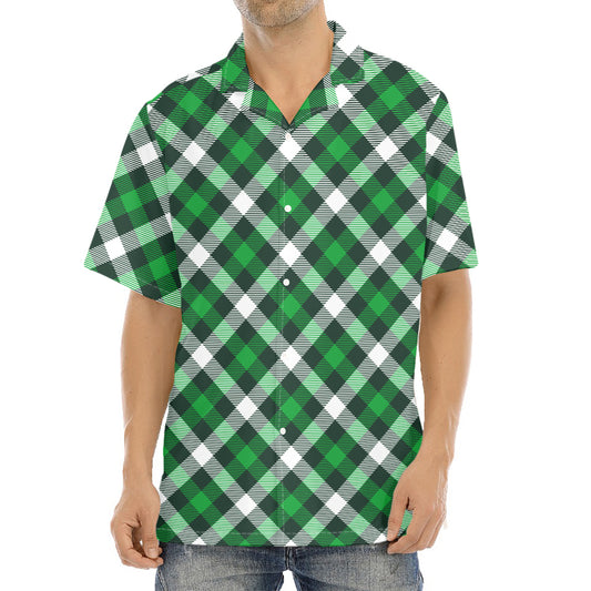 Saint Patrick's Day Plaid Pattern Print Aloha Shirt