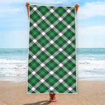 Saint Patrick's Day Plaid Pattern Print Beach Towel