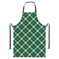 Saint Patrick's Day Plaid Pattern Print Bib Apron With Pocket