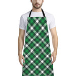 Saint Patrick's Day Plaid Pattern Print Bib Apron With Pocket