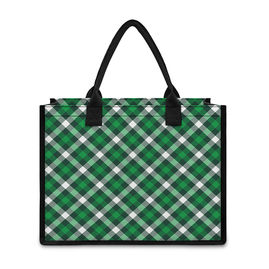 Saint Patrick's Day Plaid Pattern Print Canvas Tote Bag