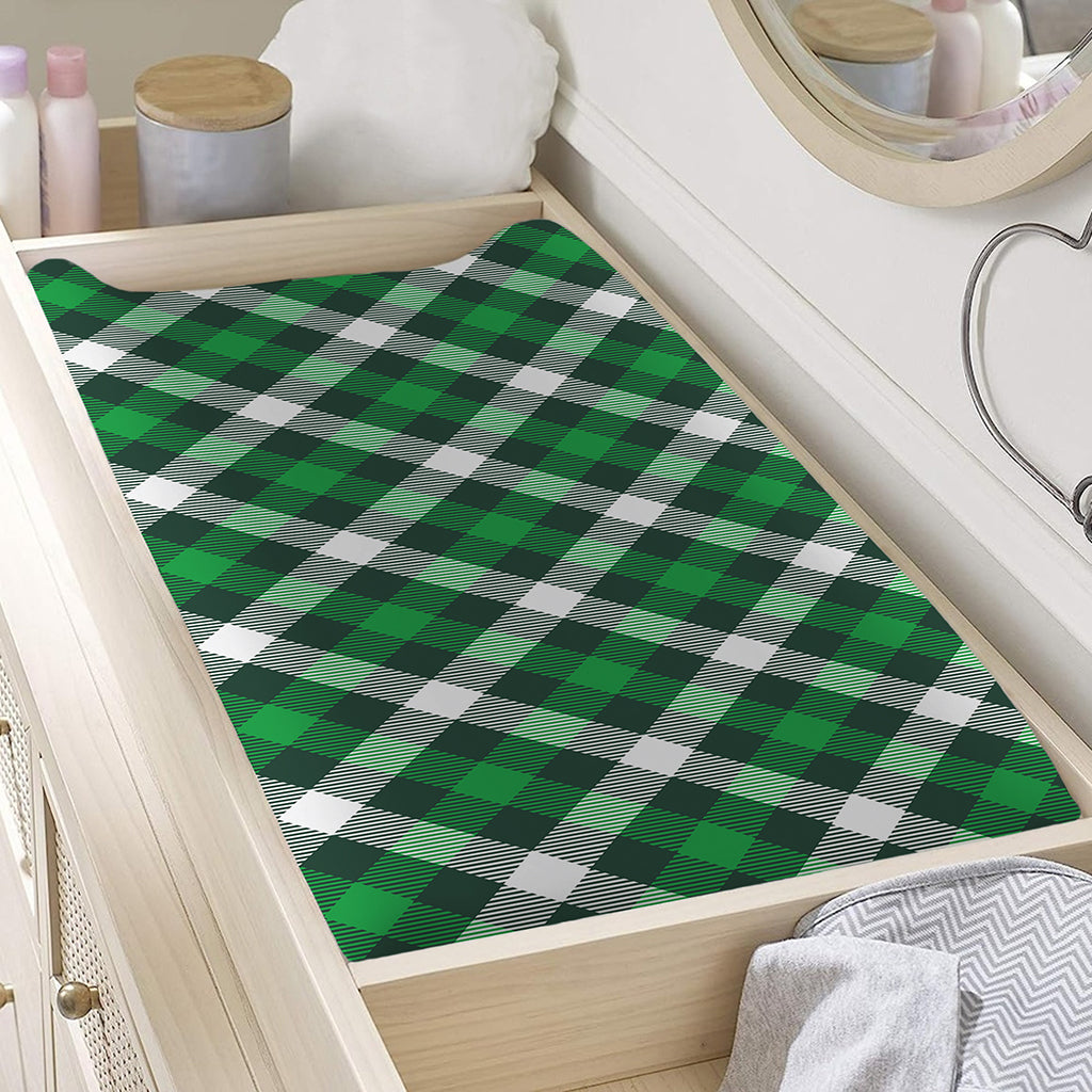 Saint Patrick's Day Plaid Pattern Print Changing Pad Cover