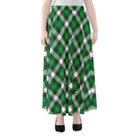 Saint Patrick's Day Plaid Pattern Print Chiffon Maxi Skirt