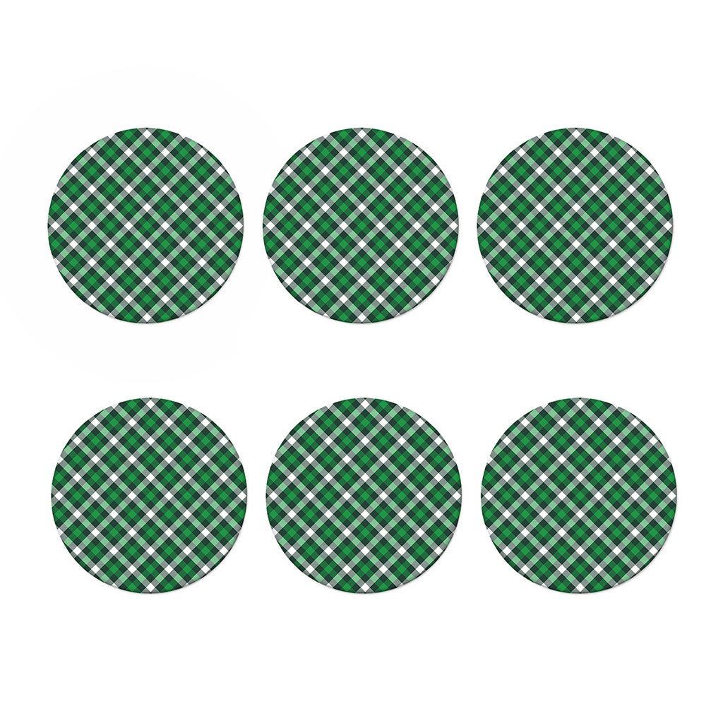 Saint Patrick's Day Plaid Pattern Print Coaster Set
