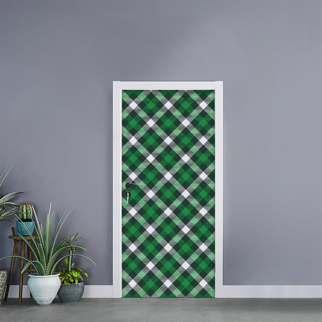 Saint Patrick's Day Plaid Pattern Print Door Sticker