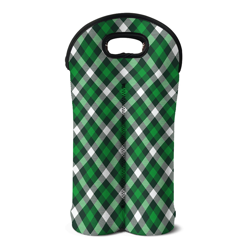Saint Patrick's Day Plaid Pattern Print Double Neoprene Wine Tote