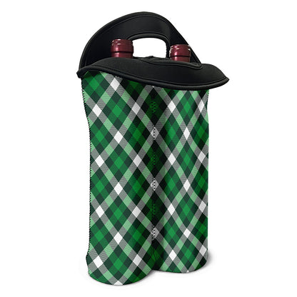 Saint Patrick's Day Plaid Pattern Print Double Neoprene Wine Tote