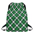 Saint Patrick's Day Plaid Pattern Print Drawstring Backpack