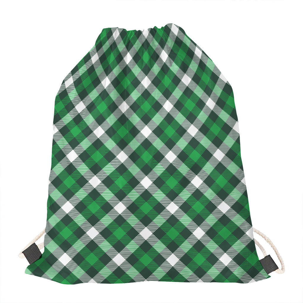 Saint Patrick's Day Plaid Pattern Print Drawstring Bag