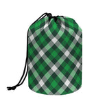 Saint Patrick's Day Plaid Pattern Print Drawstring Makeup Bag