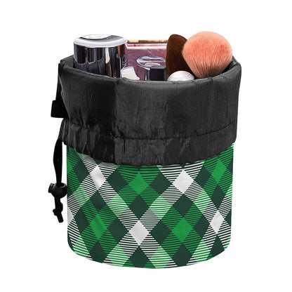 Saint Patrick's Day Plaid Pattern Print Drawstring Makeup Bag