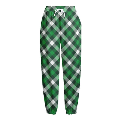 Saint Patrick's Day Plaid Pattern Print Fleece Lined Knit Pants